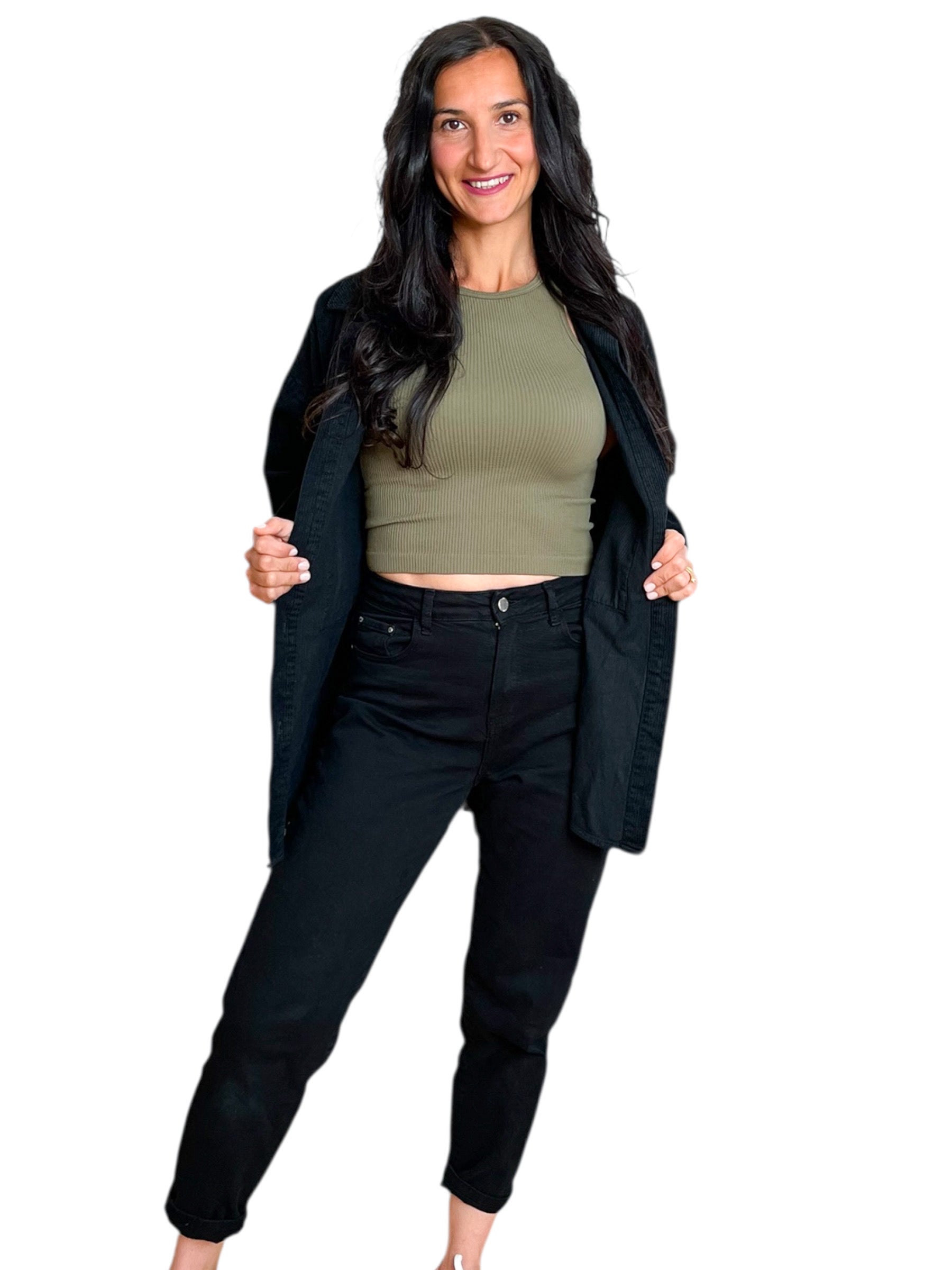 Oversize Cordjacke in Schwarz