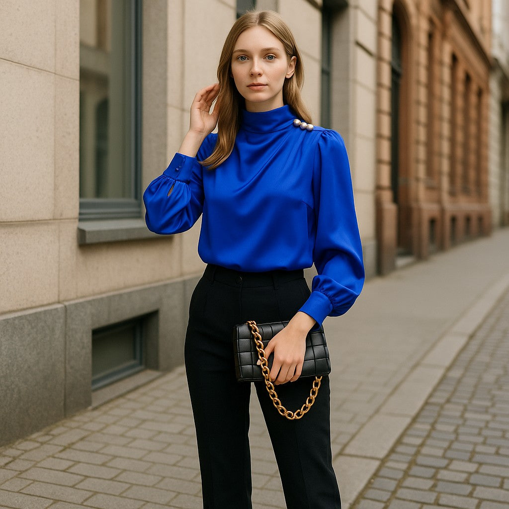 Elegante Bluse in Königsblau für verschiedene Anlässe - Elissima