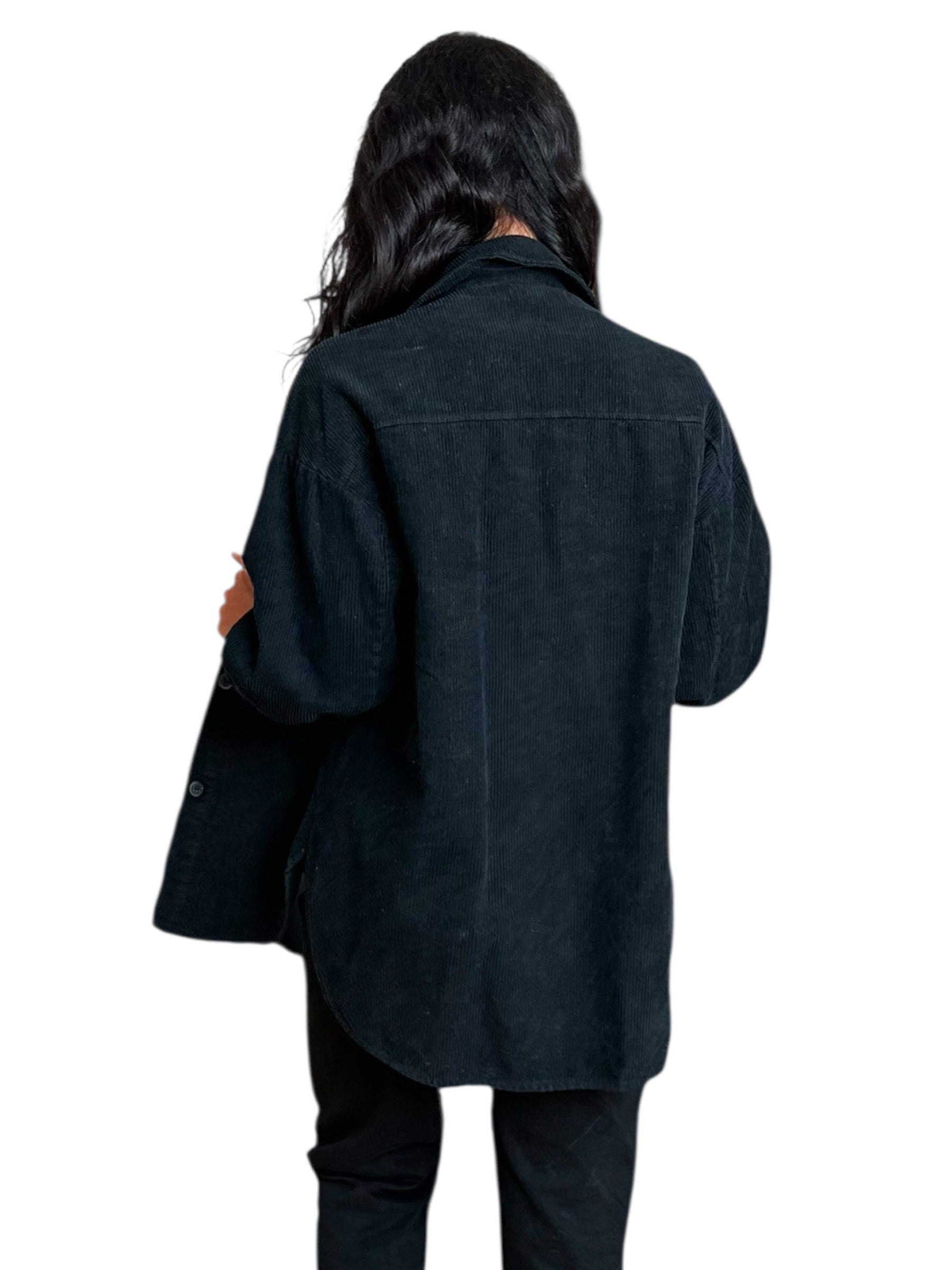 Oversize Cordjacke in Schwarz