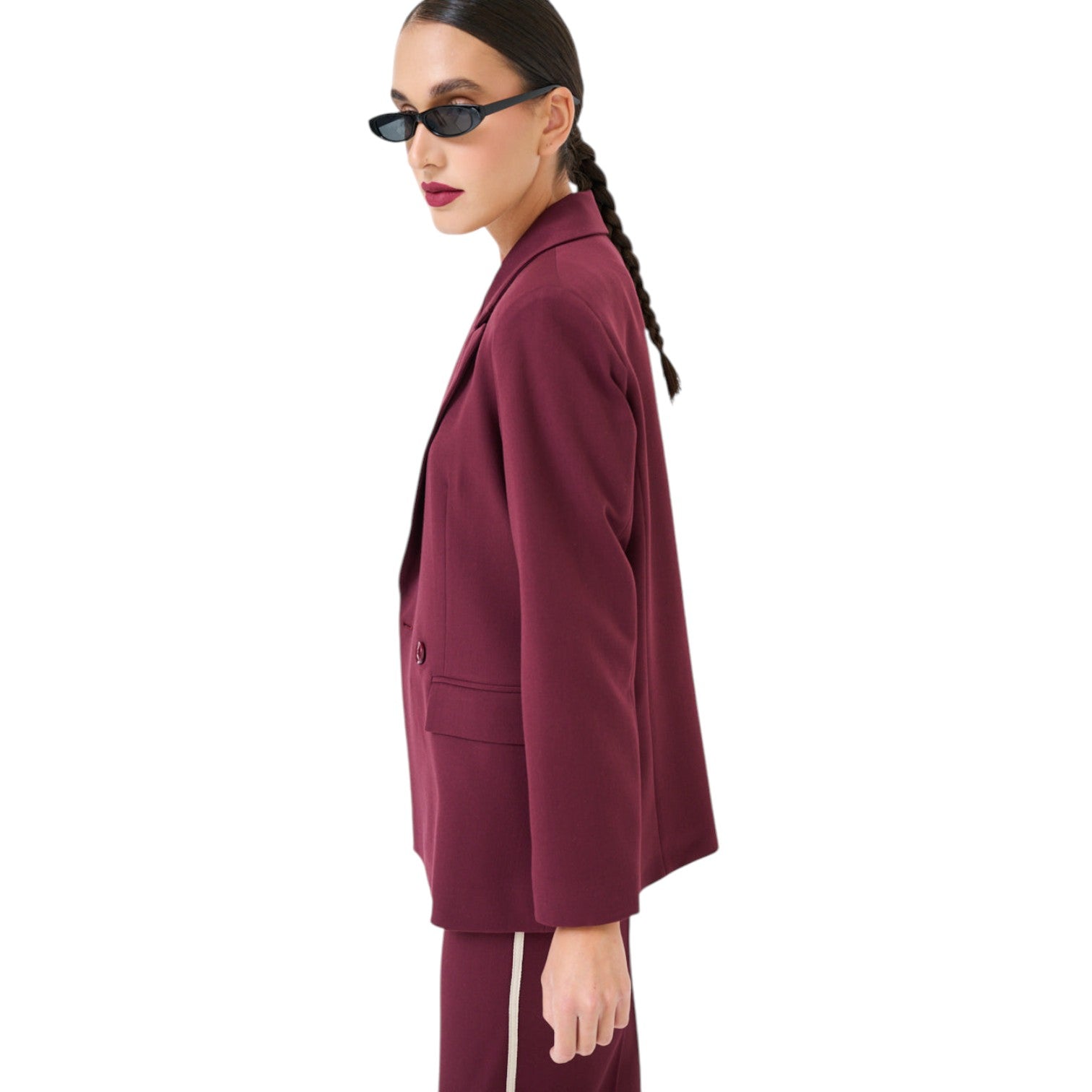 Oversize Blazer zweireihig mit Revers – Rot - Elissima