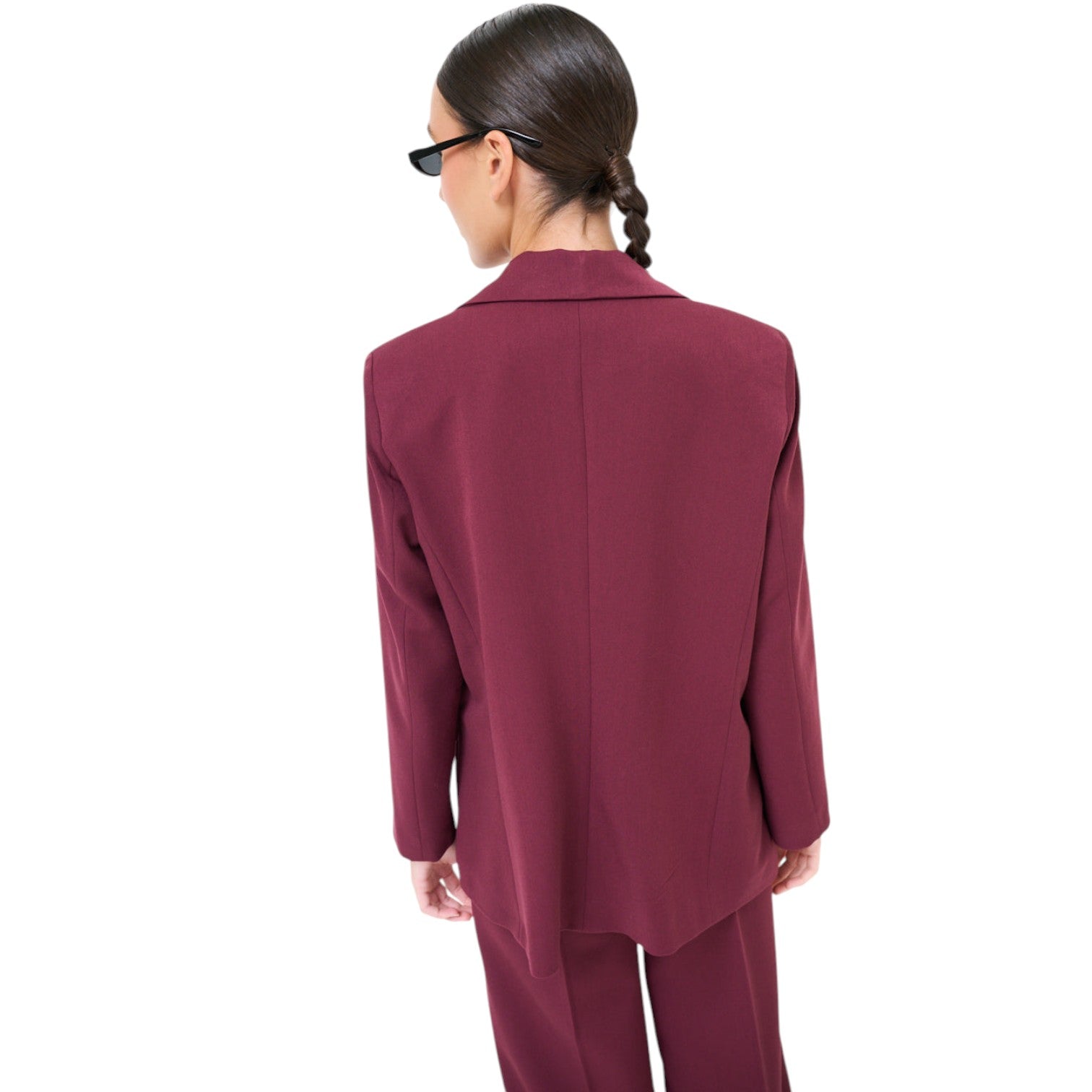 Oversize Blazer zweireihig mit Revers – Rot - Elissima