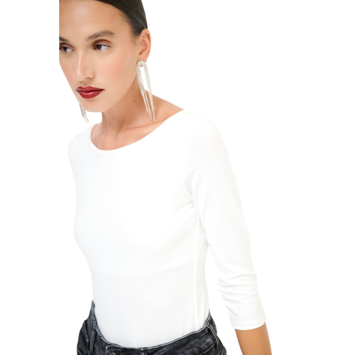 Enganliegendes Damen Top mit Rundhalsausschnitt – Minimalistisches Design