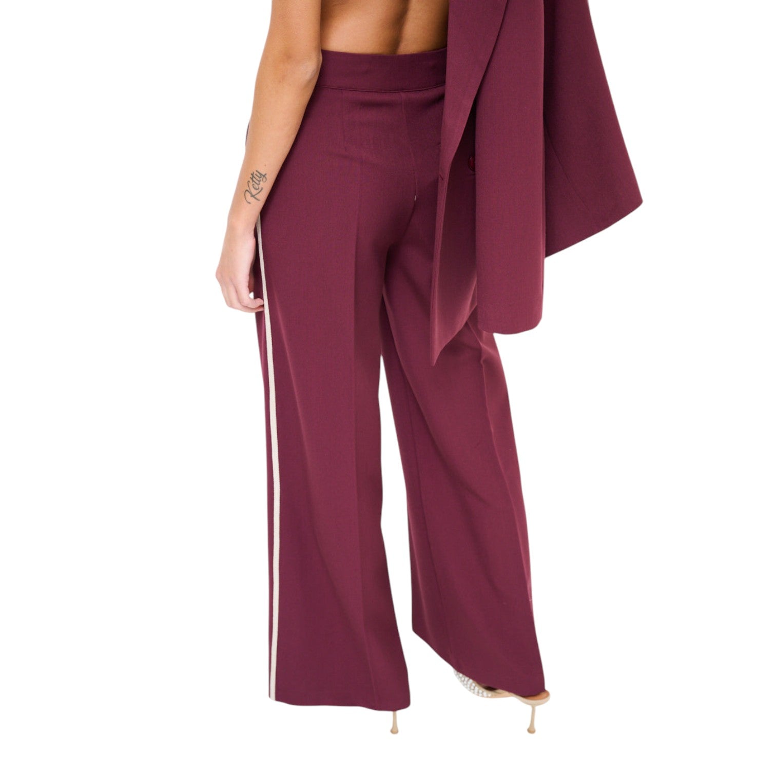 Damen Tailored Wide-Leg Hose mit Kontraststreifen - Elissima