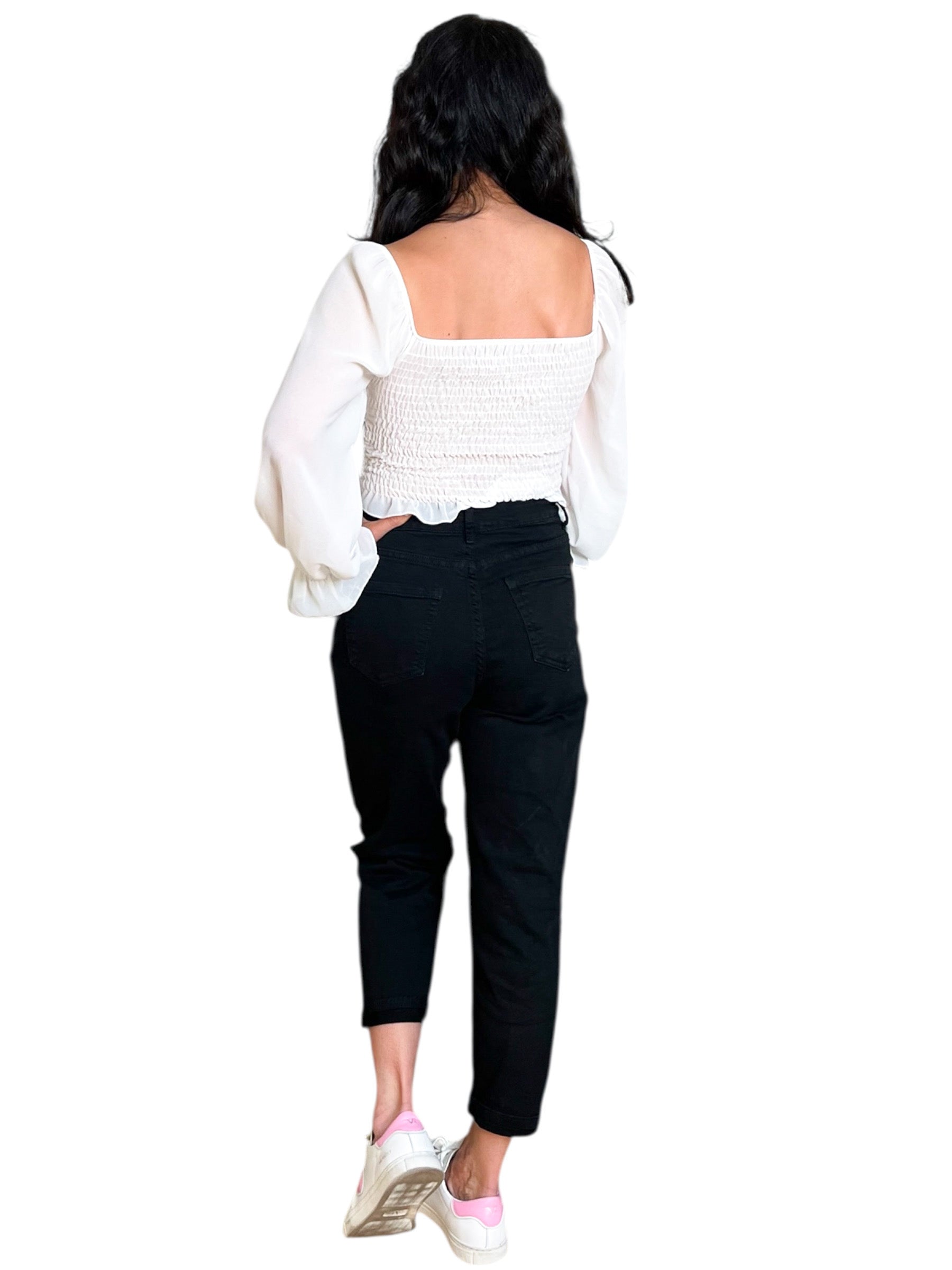 Schwarze Jeans aus Baumwolle mit hoher Taille