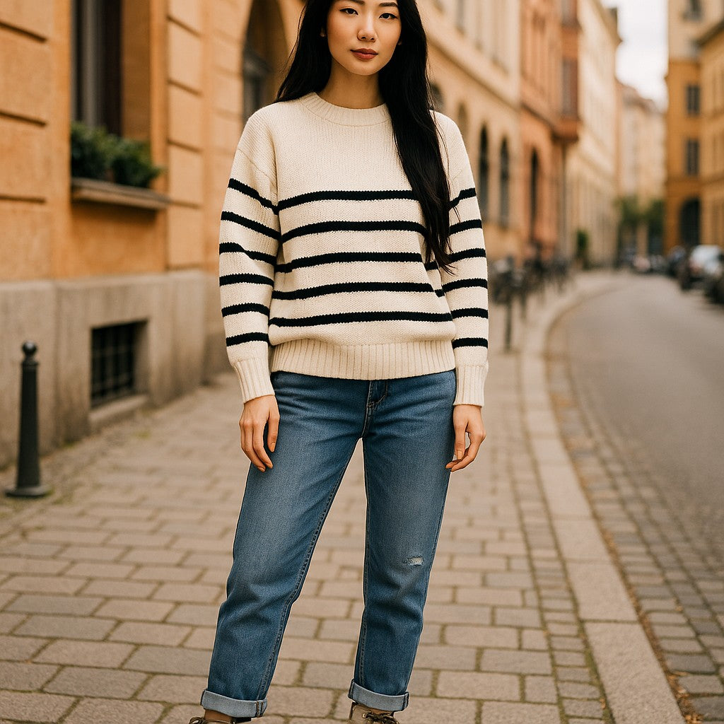 Pullover mit Streifen, sportlich-elegant - Elissima