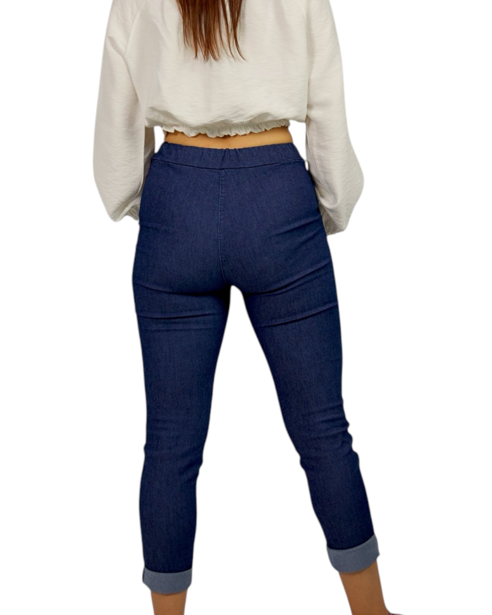 Denim Hose aus Baumwolle mit Gummizug - Elissima