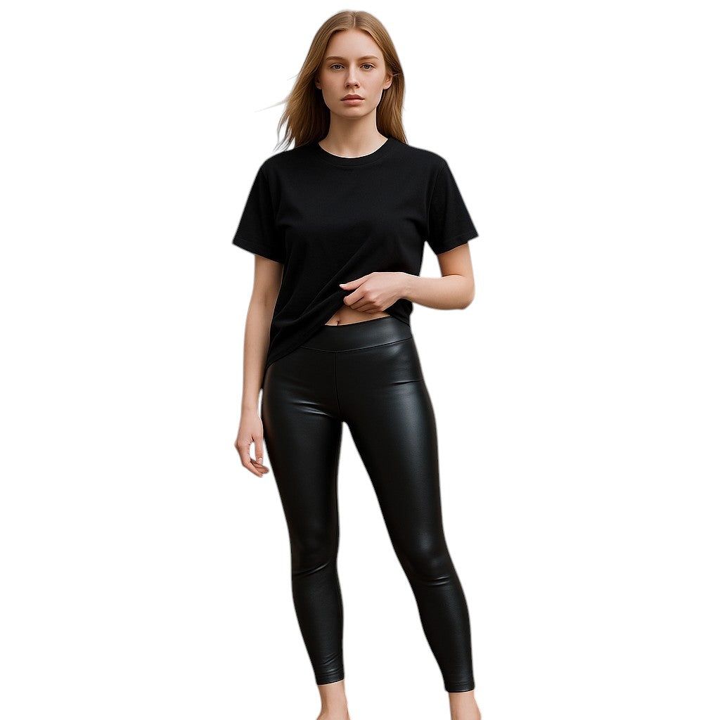 Skinny Leggings aus Kunstleder in Schwarz - Elissima