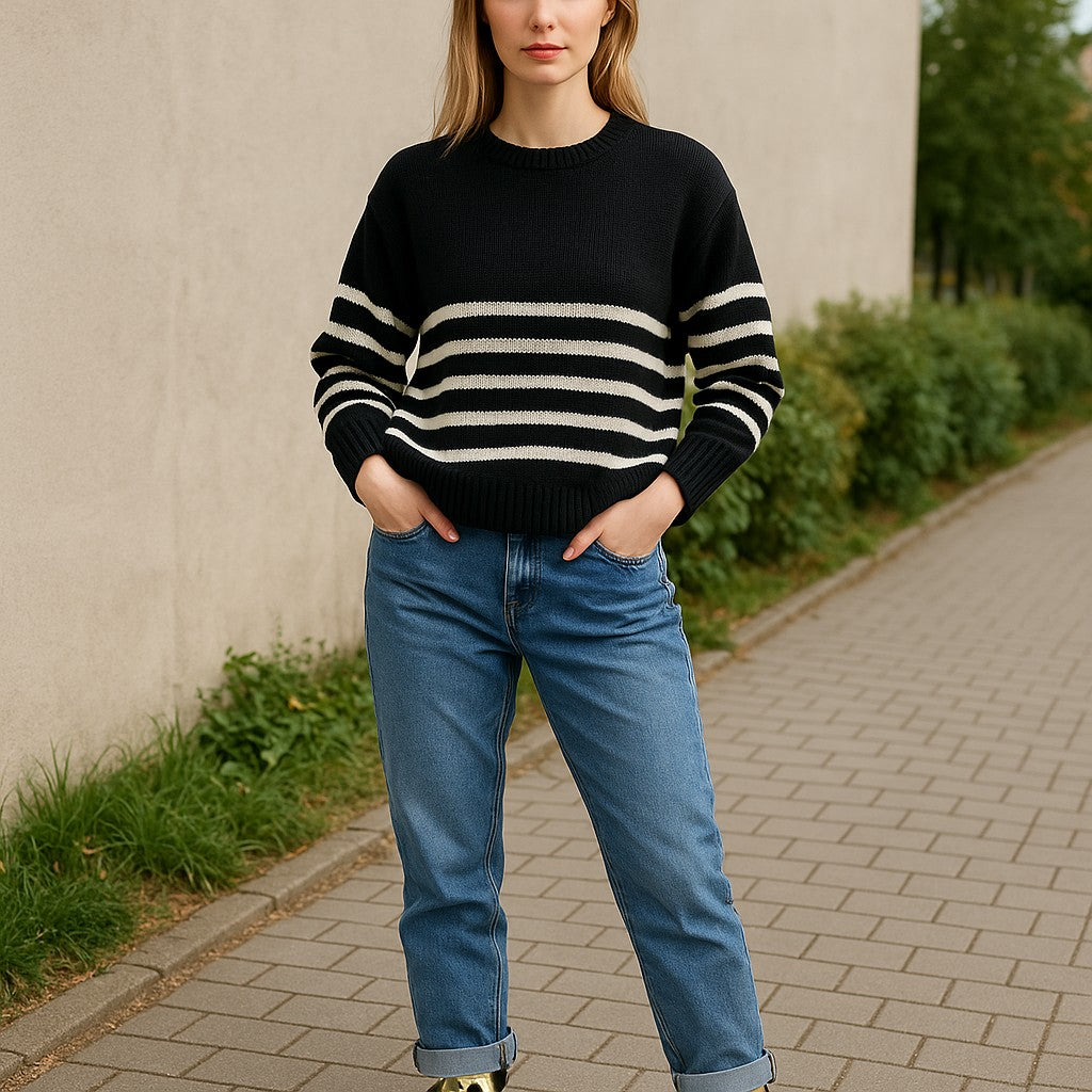 Pullover mit Streifen, sportlich-elegant - Elissima