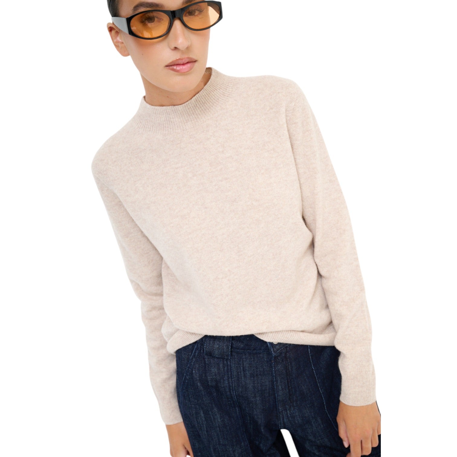 Eleganter Damen Stehkragenpullover – Kaschmir-Mix Strick