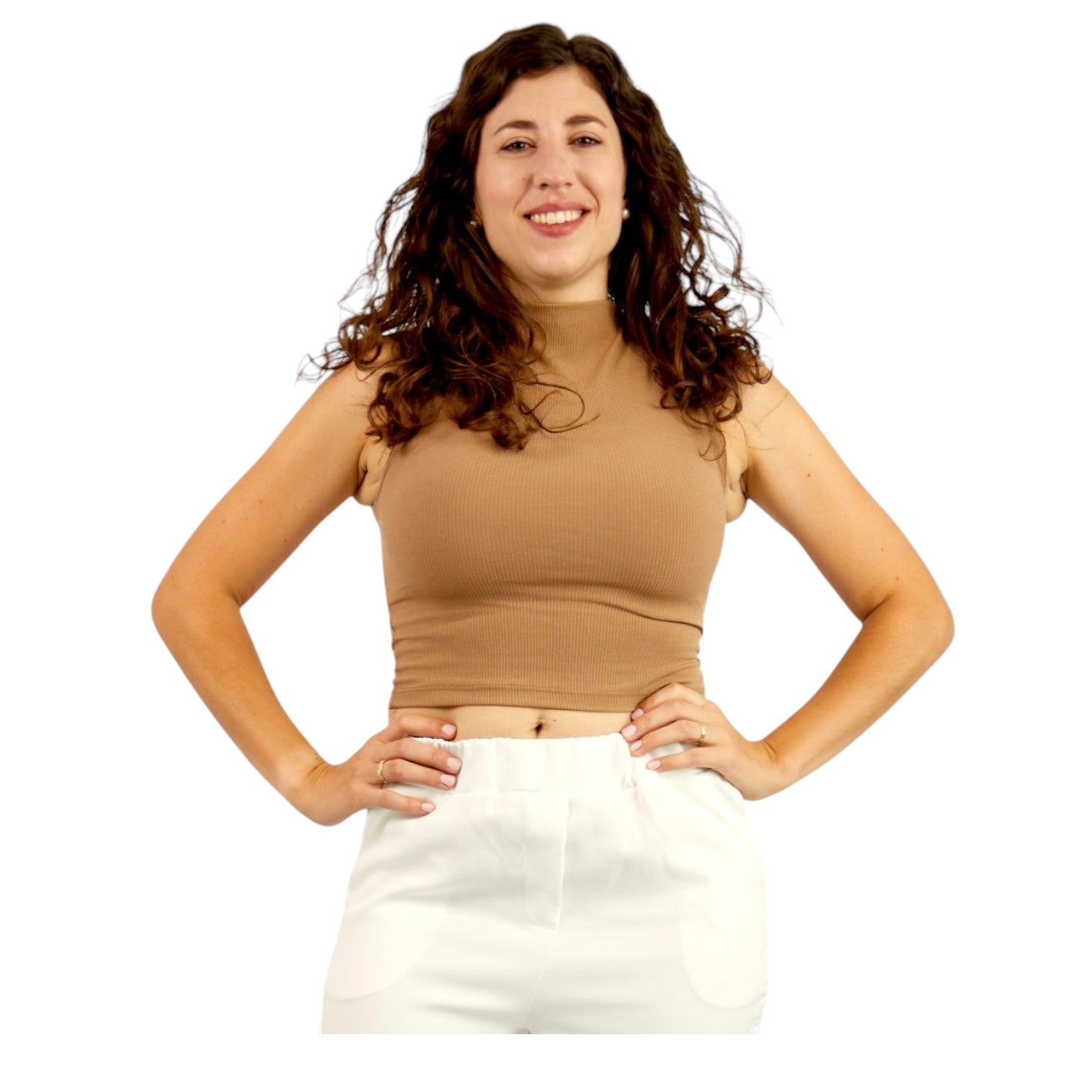 Geripptes Top mit Rollkragen - Elissima