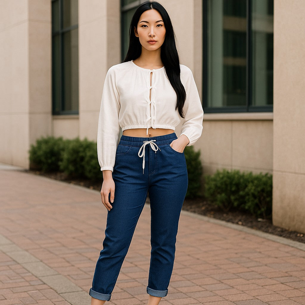 Bluse mit langen Ärmeln und Gummizug - Elissima