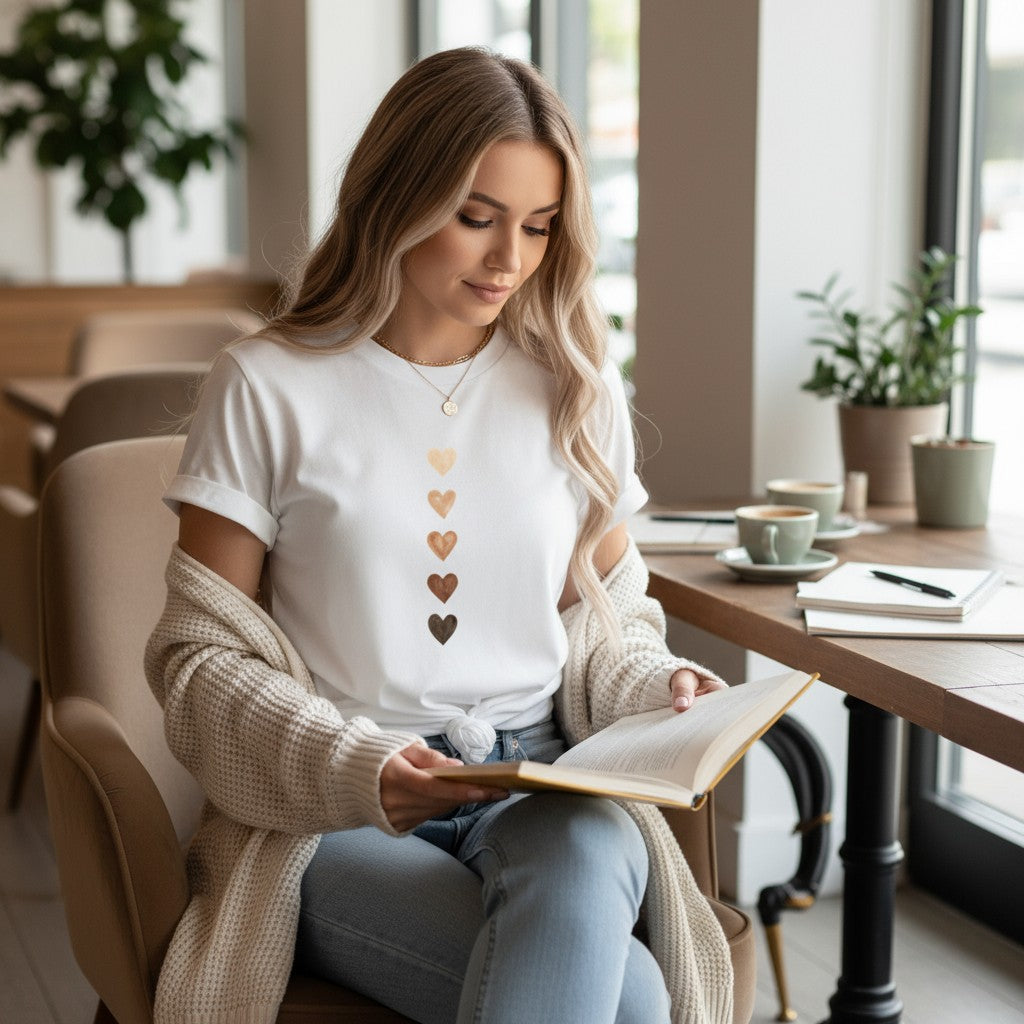 T-Shirt in weiß mit Herzen - Elissima