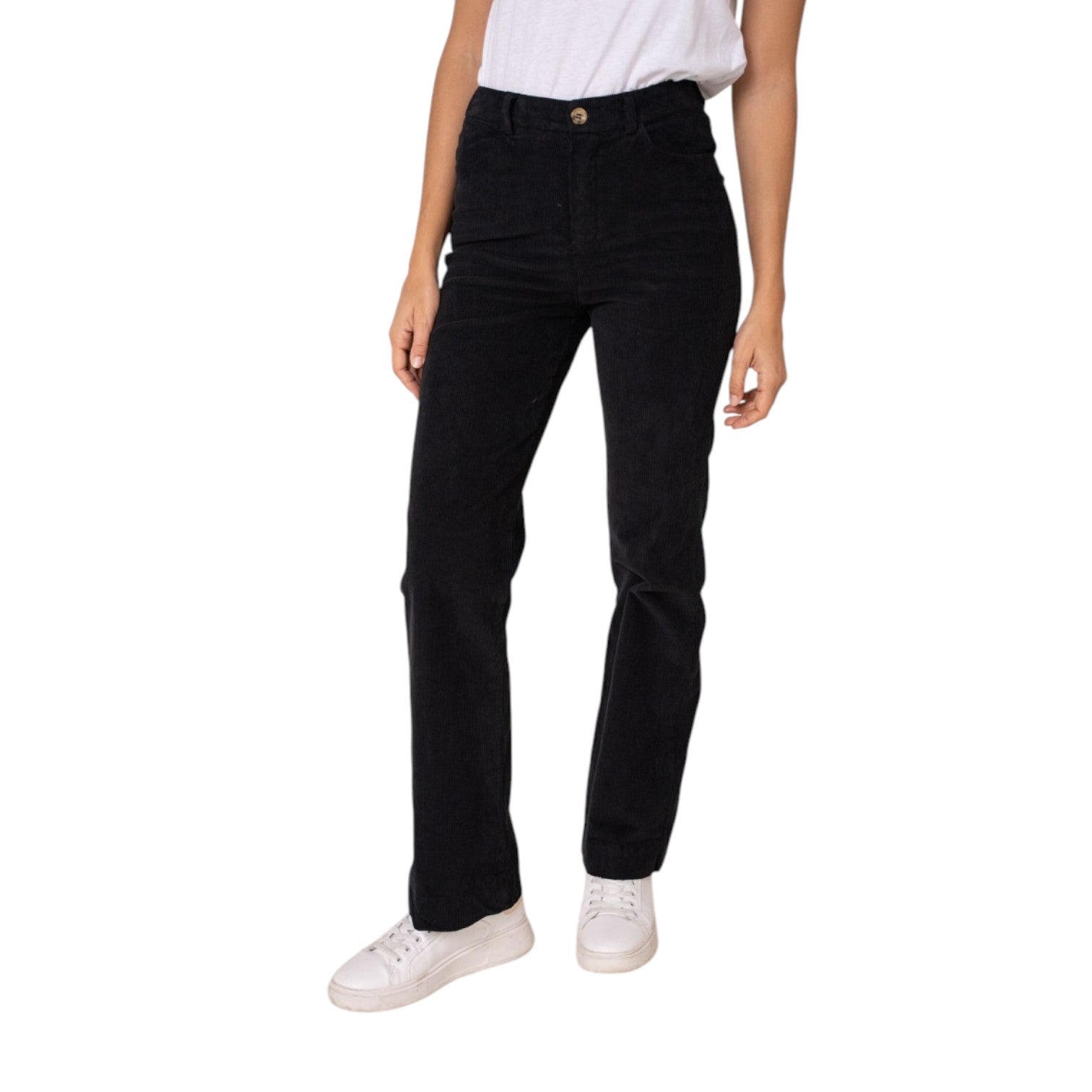 Wide leg Cordhose in schwarz aus Italien - Elissima