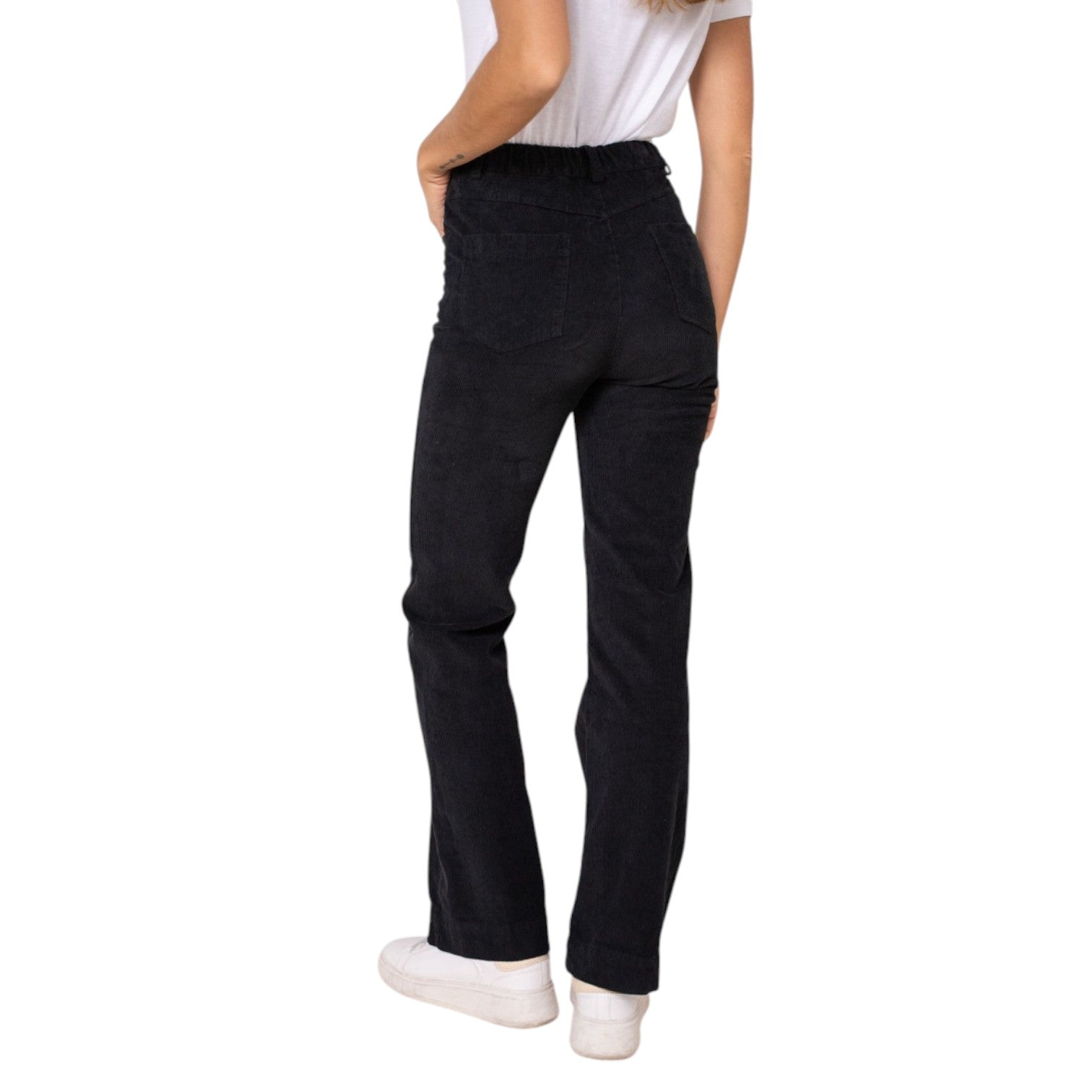 Wide leg Cordhose in schwarz aus Italien - Elissima