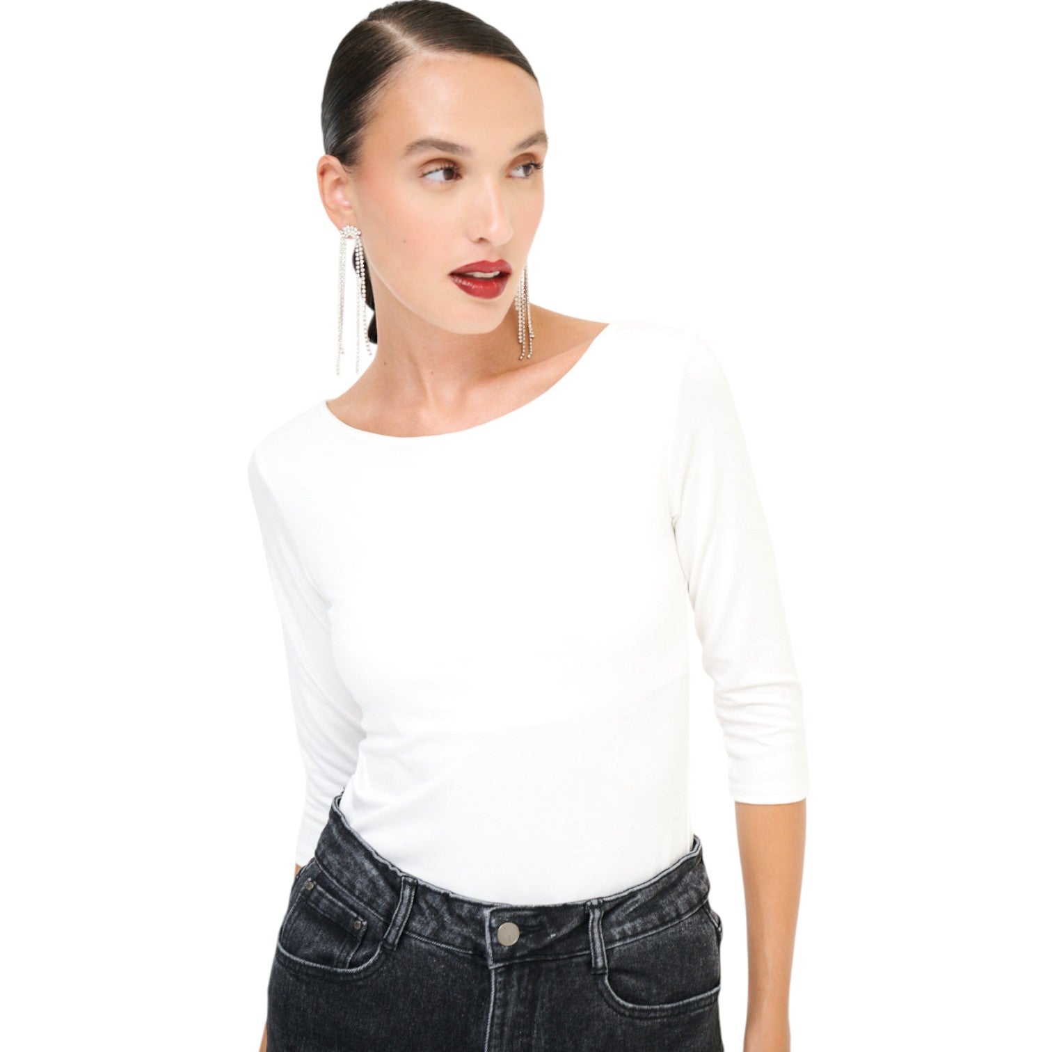 Enganliegendes Damen Top mit Rundhalsausschnitt – Minimalistisches Design