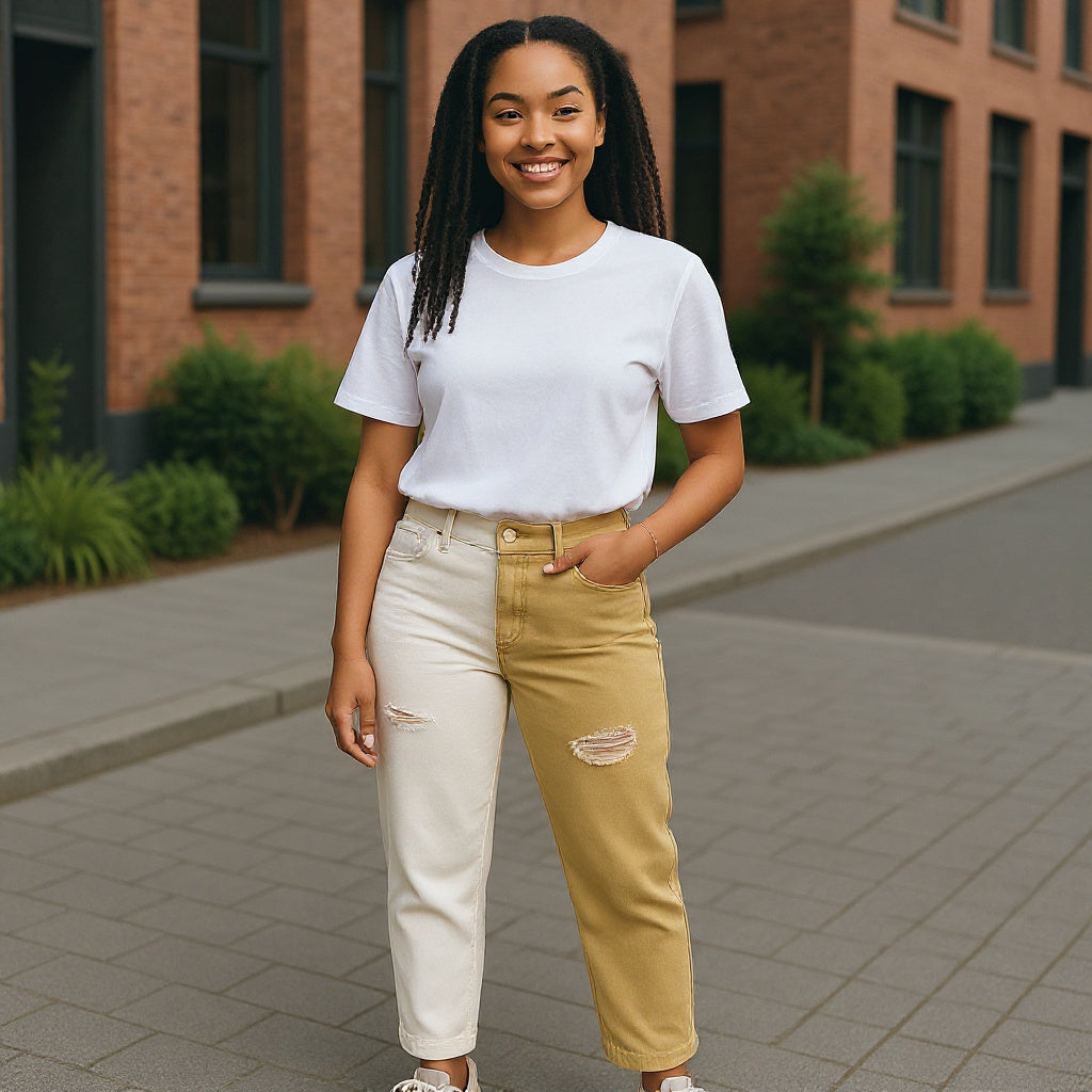 Jeans Weiß-Beige - Elissima 