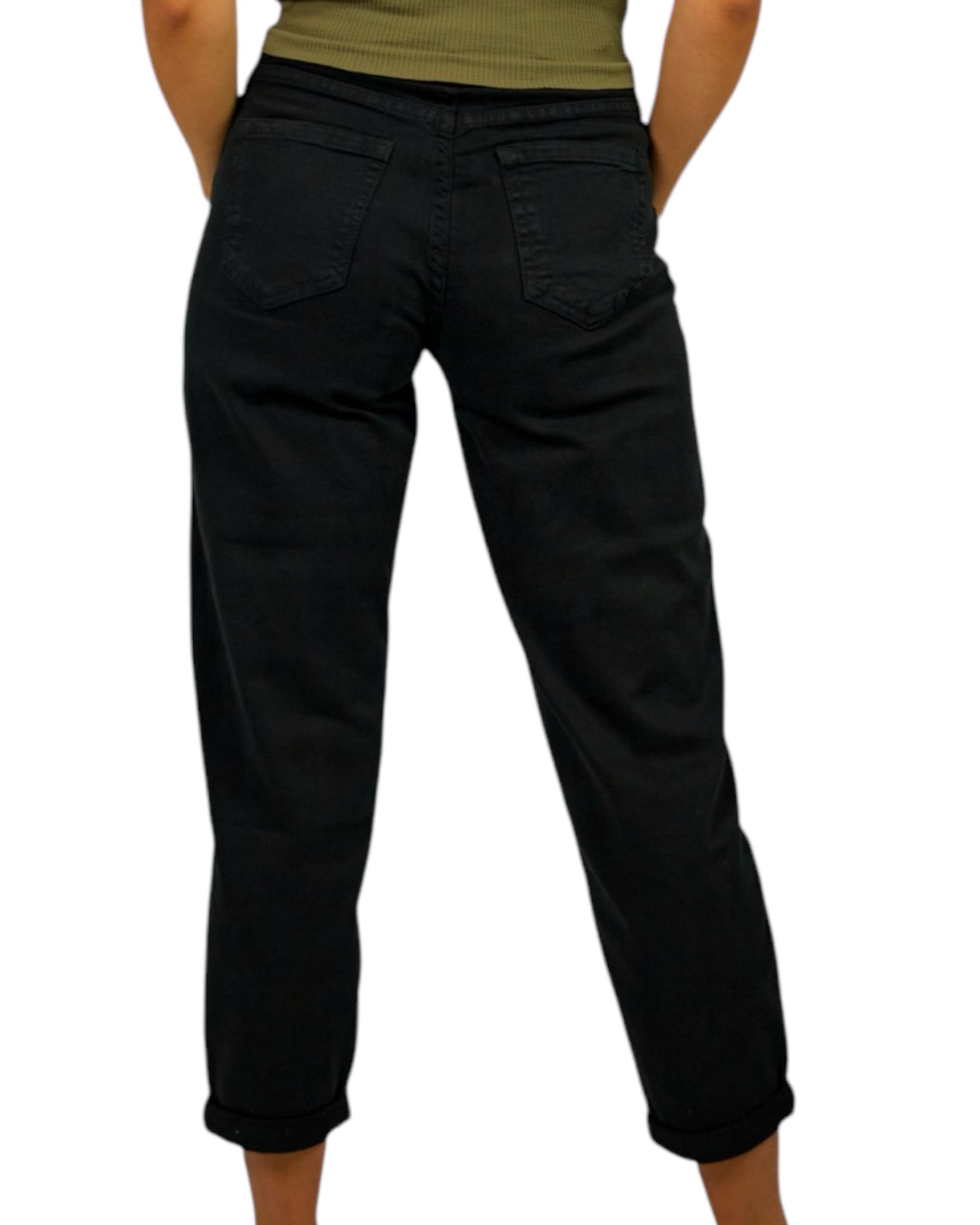 Schwarze Jeans aus Baumwolle mit hoher Taille - Elissima 