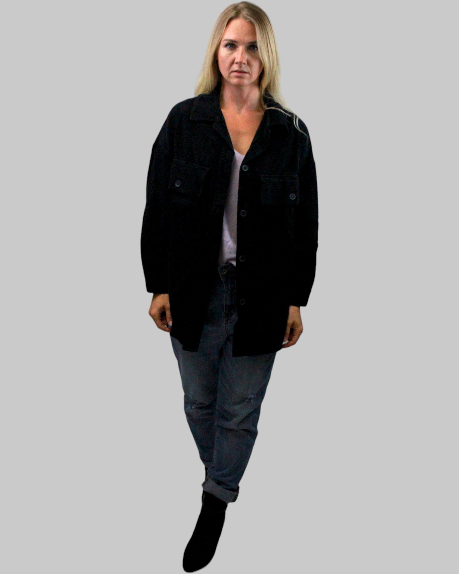 Oversize Cordjacke in Schwarz