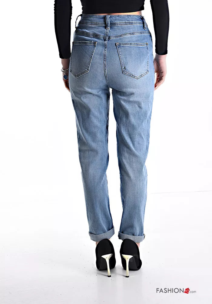 Jeans aus Baumwolle mit hoher Taille - Elissima 