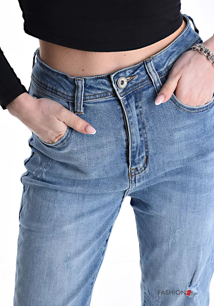Jeans aus Baumwolle mit hoher Taille - Elissima 