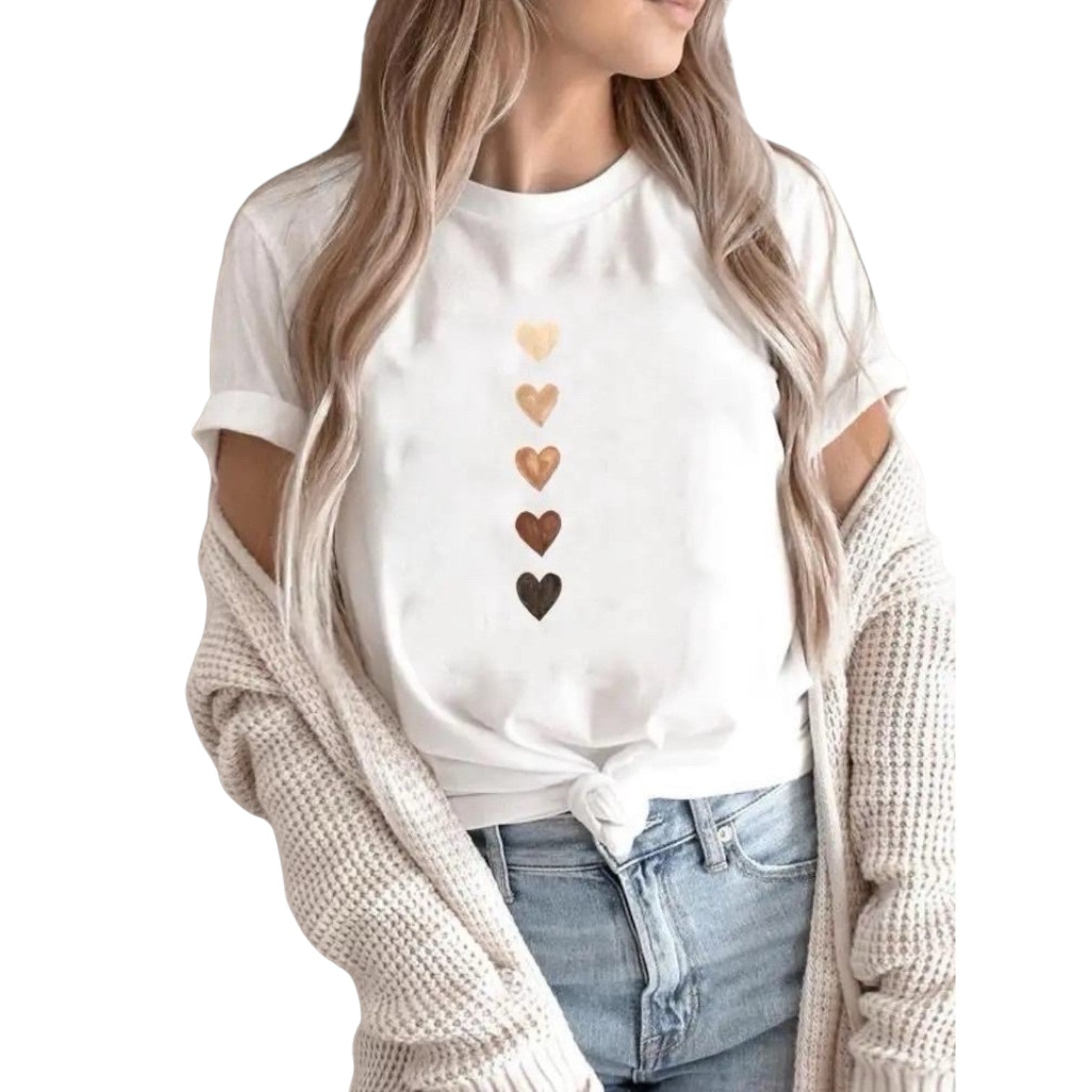 T-Shirt in weiß mit Herzen - Elissima 