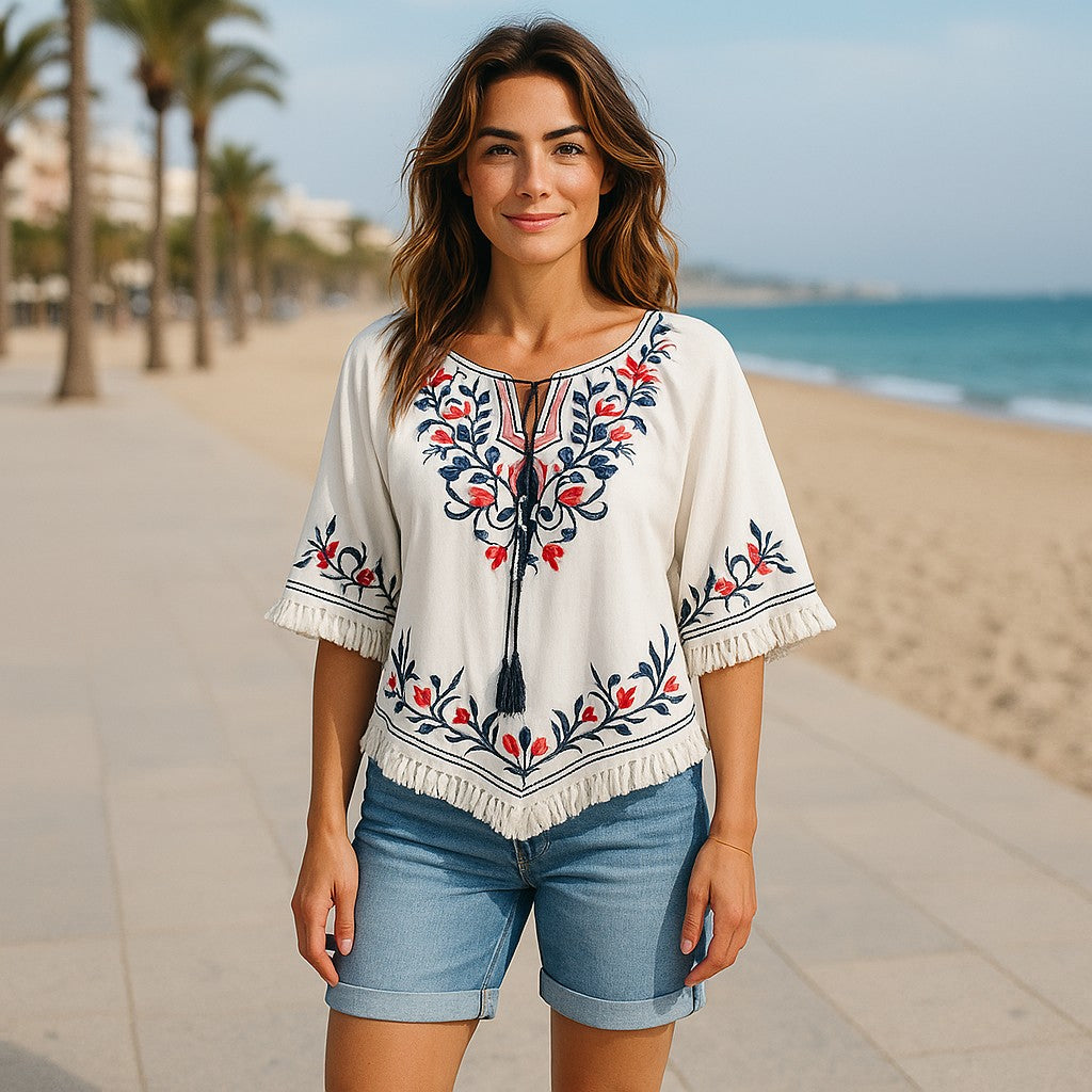 Bluse mit besticktem Muster - Elissima 
