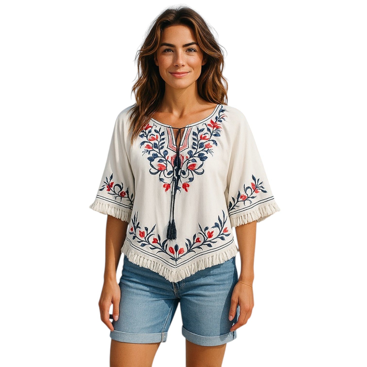 Bluse mit besticktem Muster - Elissima 