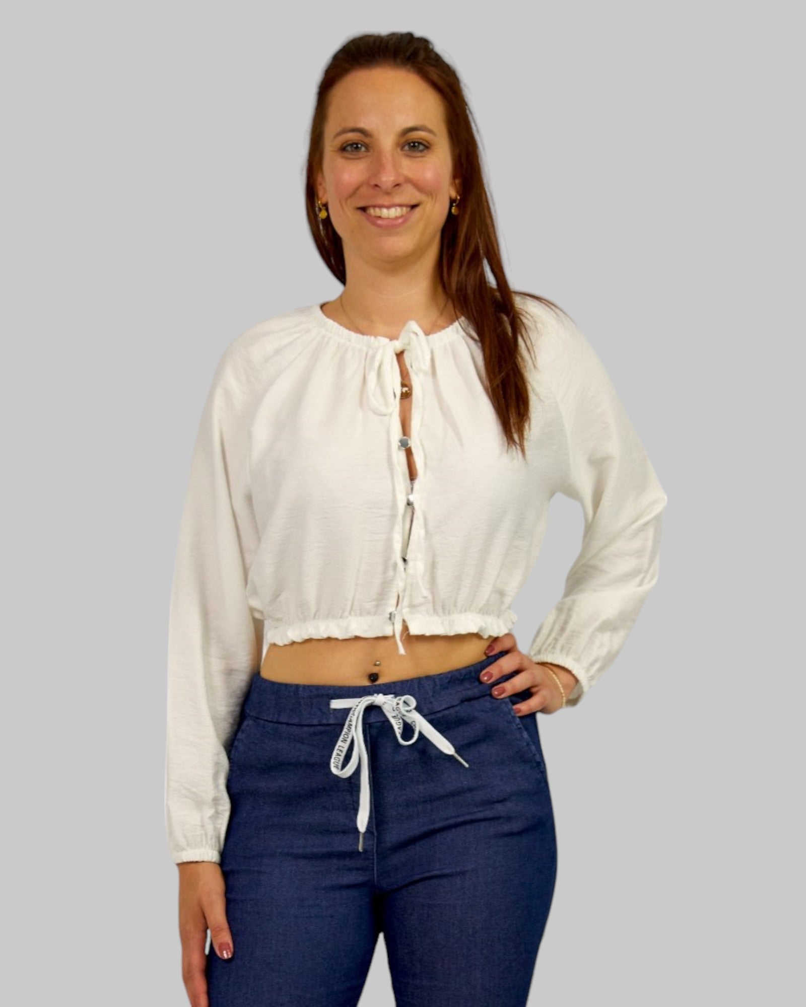 Bluse mit langen Ärmeln und Gummizug