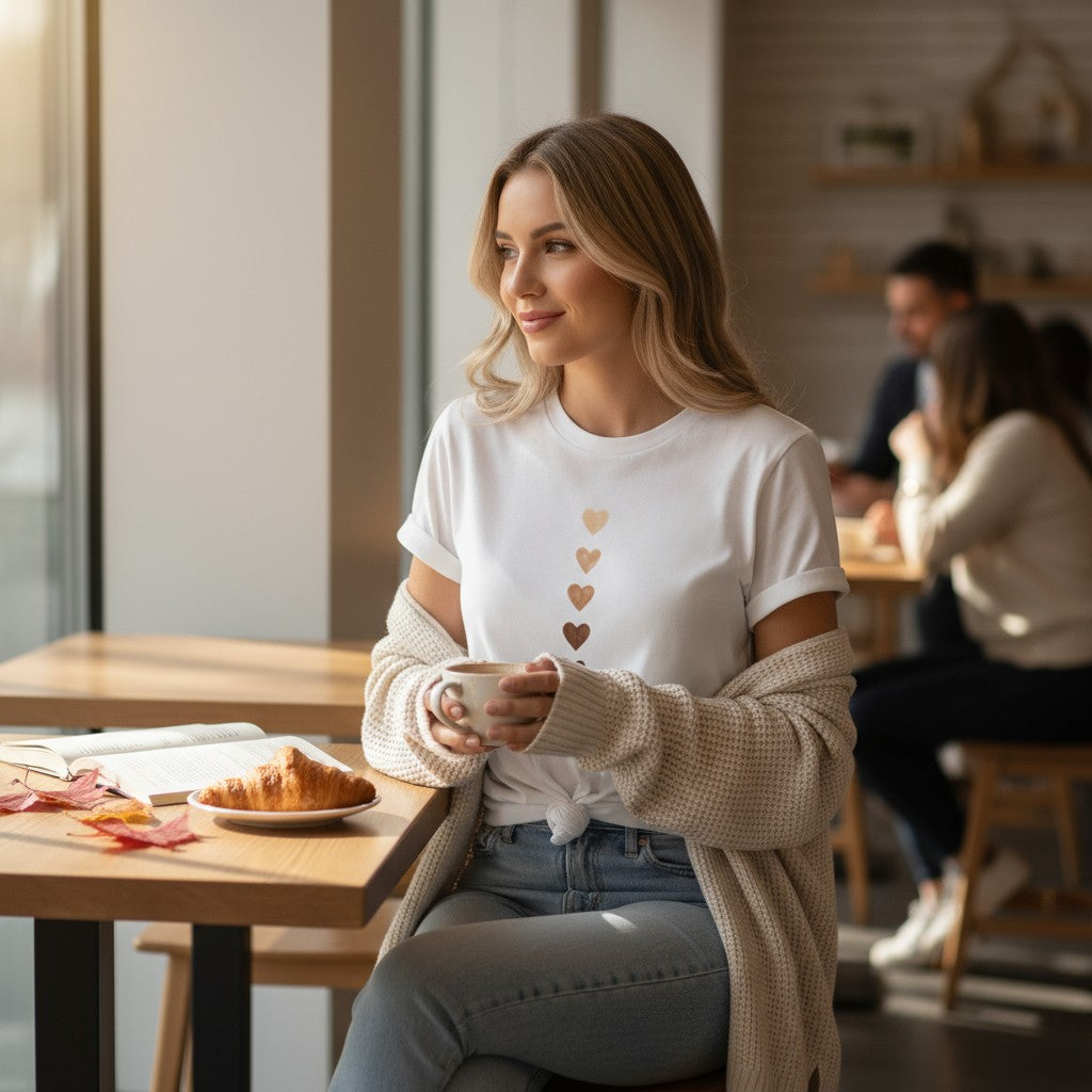 T-Shirt in weiß mit Herzen - Elissima 