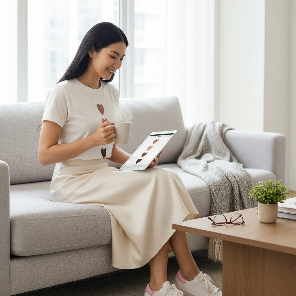 T-Shirt in weiß mit Herzen - Elissima 