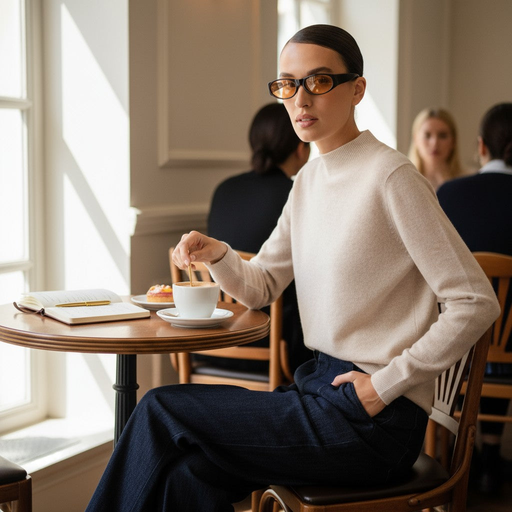 Eleganter Damen Stehkragenpullover – Kaschmir-Mix Strick