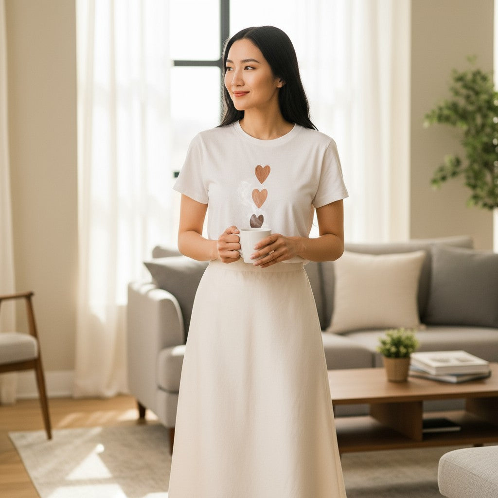 T-Shirt in weiß mit Herzen - Elissima 