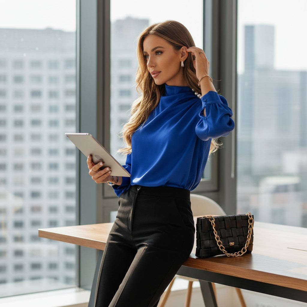 Elegante Bluse in Königsblau für verschiedene Anlässe