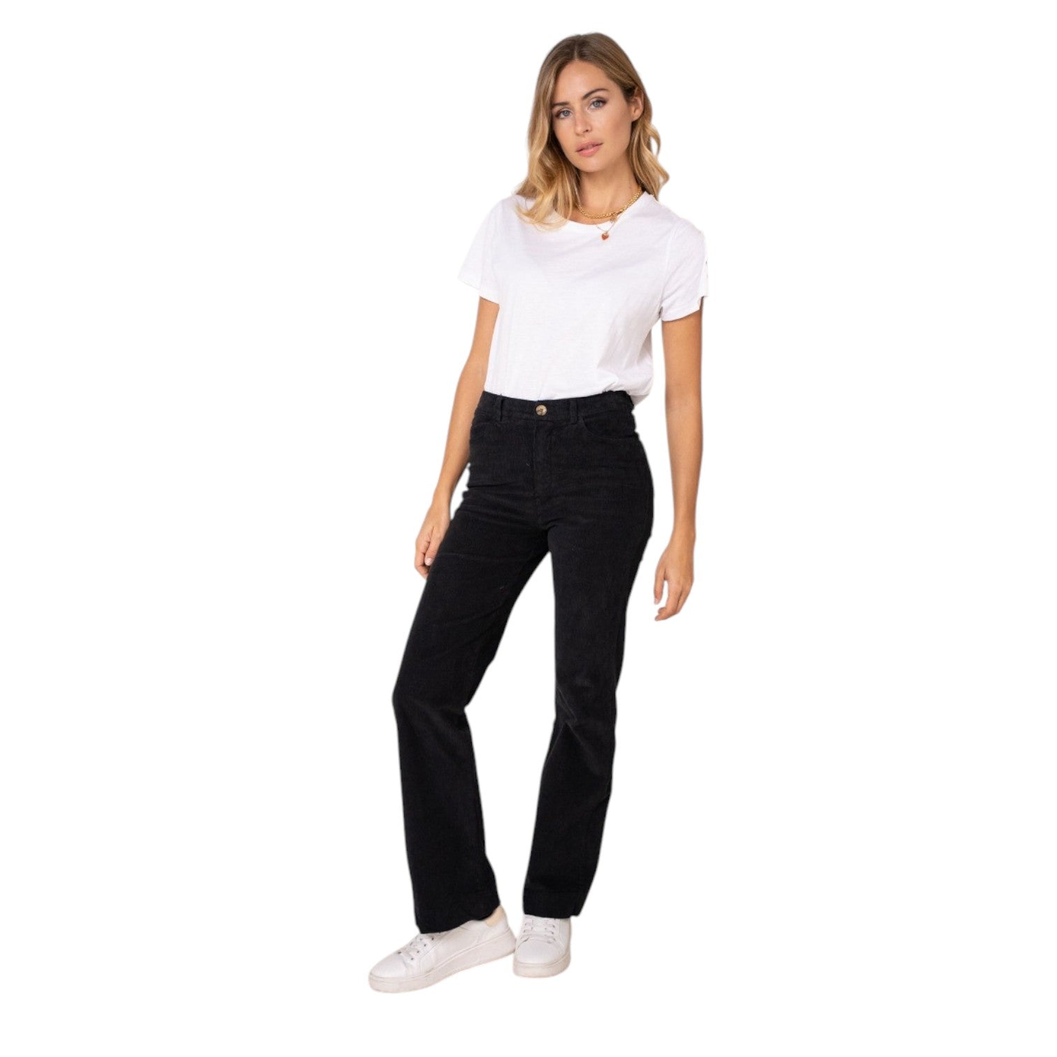 Wide leg Cordhose in schwarz aus Italien - Elissima 